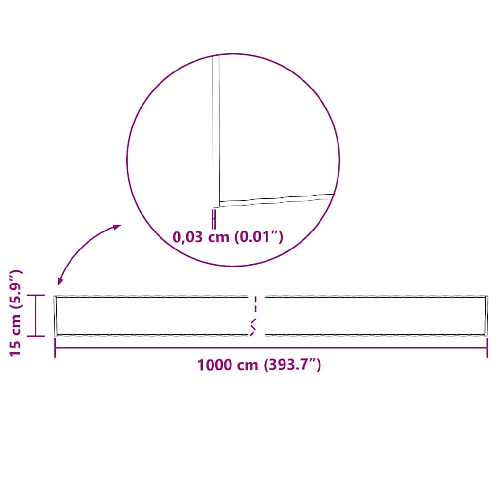 Bordura per Prato Grigio 15 x 0.03 x 1000 cm Acciaio zincato 42008621