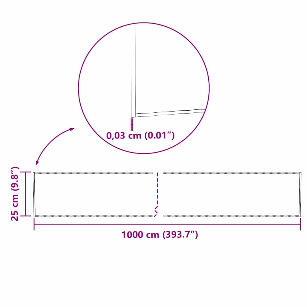 Bordura per Prato Grigio 15 x 0.03 x 1000 cm Acciaio zincato 42008623