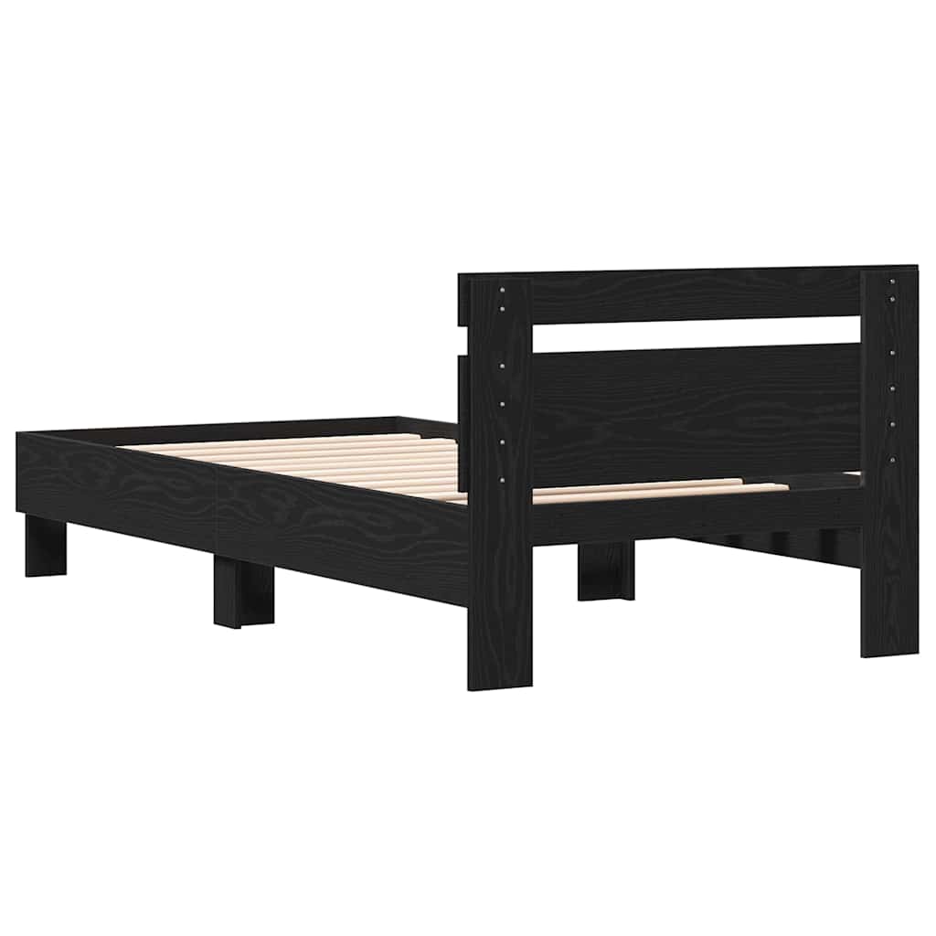 vidaXL Telaio Letto Rovere nero 90 x 190 cm Legno multistrato