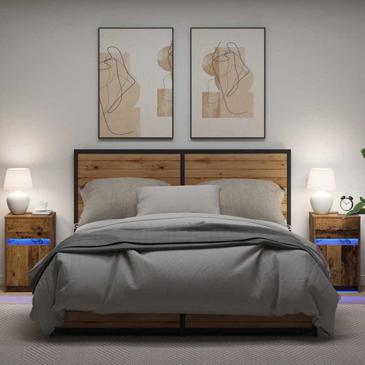 Armadio da Letto LED 2 pcs Legno vecchio 38 x 34 x 61 cm 874144