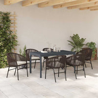 Set da Pranzo per Giardino 7 pcs Marrone Poly Rattan 3378825