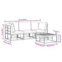 vidaXL Set Divano da Giardino con cuscino 4 pcs Nero Alluminio