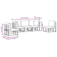 vidaXL Set Divano da Giardino con cuscino 5 pcs Nero Alluminio