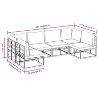 vidaXL Set Divano da Giardino con cuscino 6 pcs Nero Alluminio