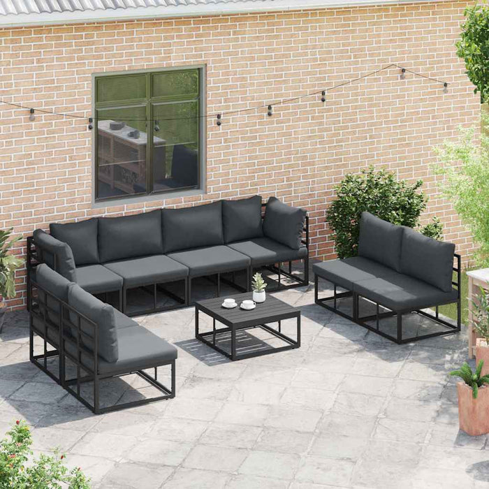 vidaXL Set Divano da Giardino con cuscino 8 pcs Nero Alluminio