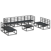 vidaXL Set Divano da Giardino con cuscino 9 pcs Nero Alluminio