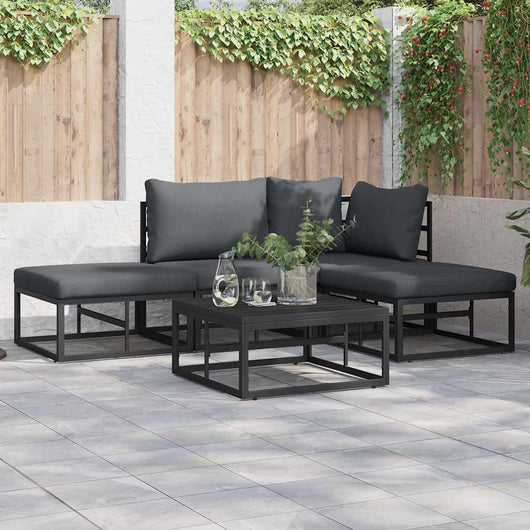 vidaXL Set Divano da Giardino con cuscino 4 pcs Nero Alluminio