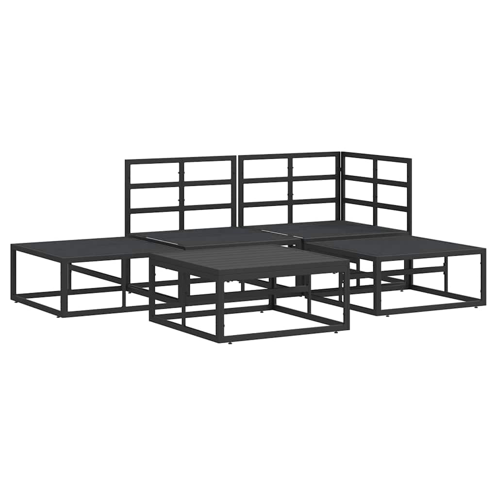 vidaXL Set Divano da Giardino con cuscino 5 pcs Nero Alluminio