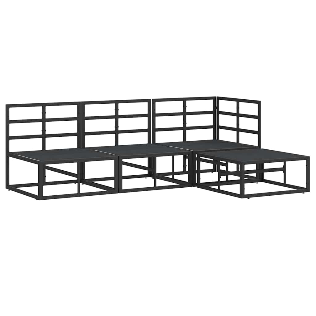 vidaXL Set Divano da Giardino con cuscino 4 pcs Nero Alluminio