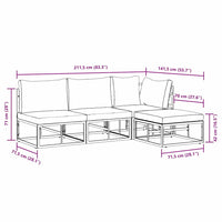 vidaXL Set Divano da Giardino con cuscino 4 pcs Nero Alluminio