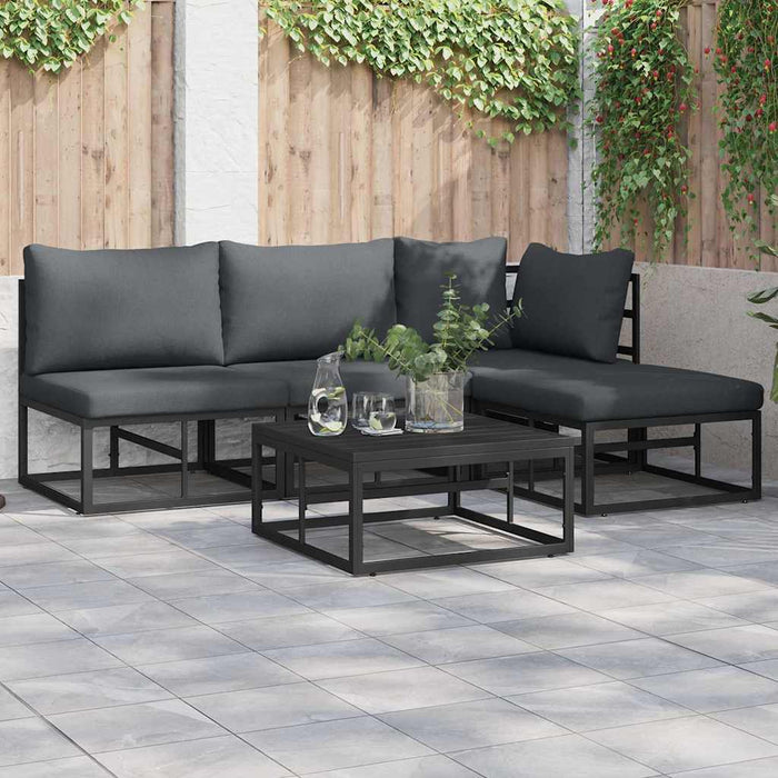 vidaXL Set Divano da Giardino con cuscino 5 pcs Nero Alluminio