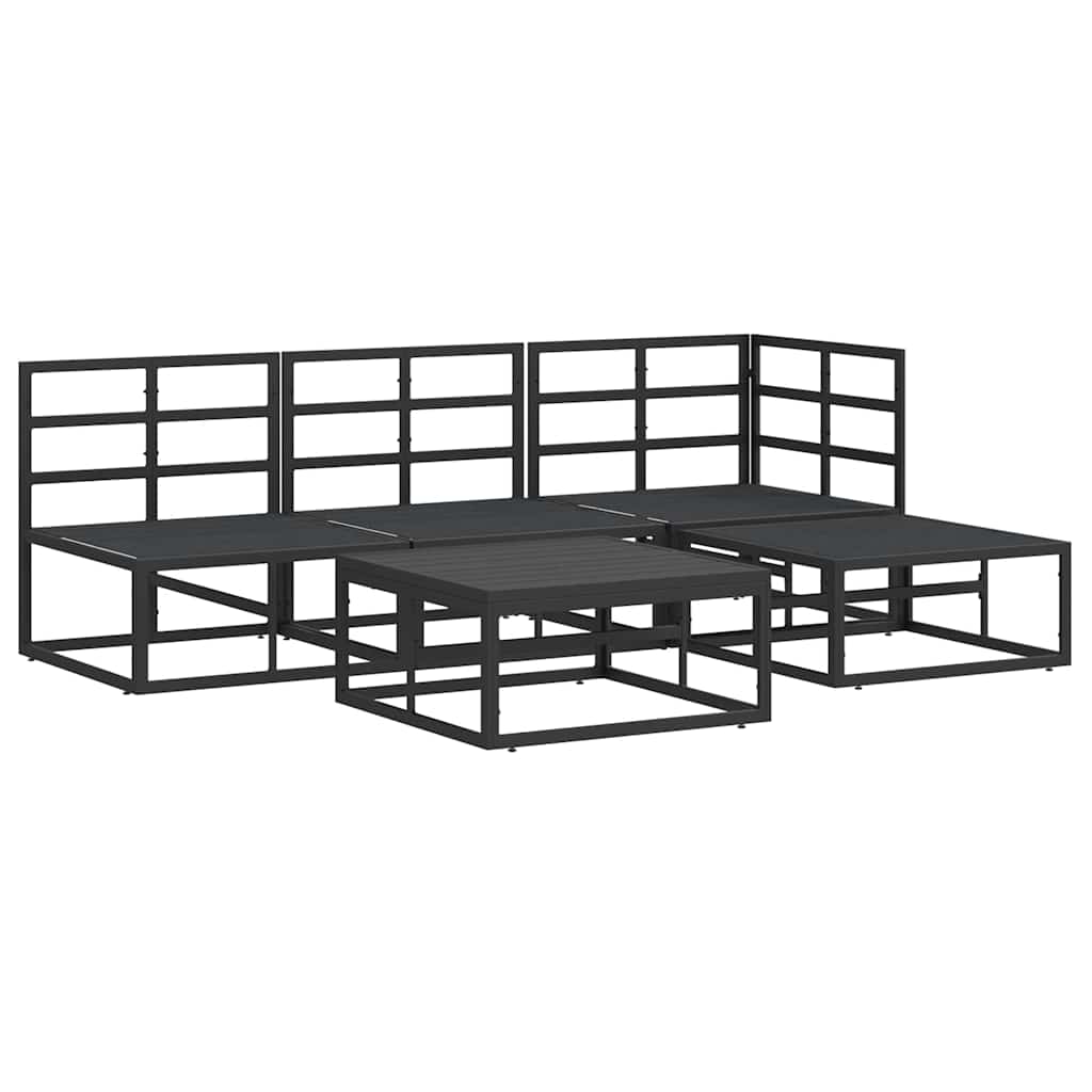 vidaXL Set Divano da Giardino con cuscino 5 pcs Nero Alluminio