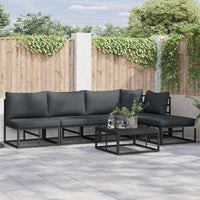 vidaXL Set Divano da Giardino con cuscino 5 pcs Nero Alluminio