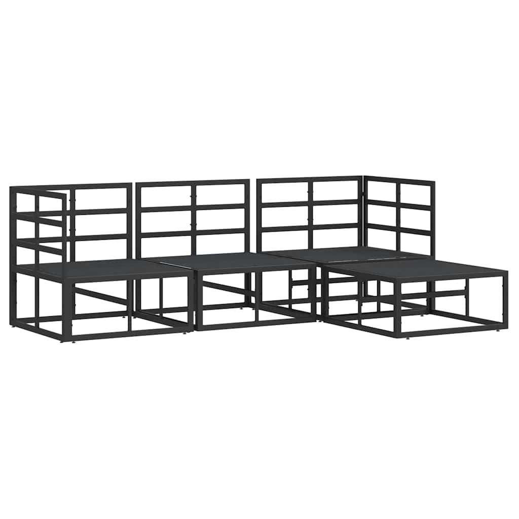 vidaXL Set Divano da Giardino con cuscino 4 pcs Nero Alluminio