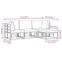 vidaXL Set Divano da Giardino con cuscino 4 pcs Nero Alluminio