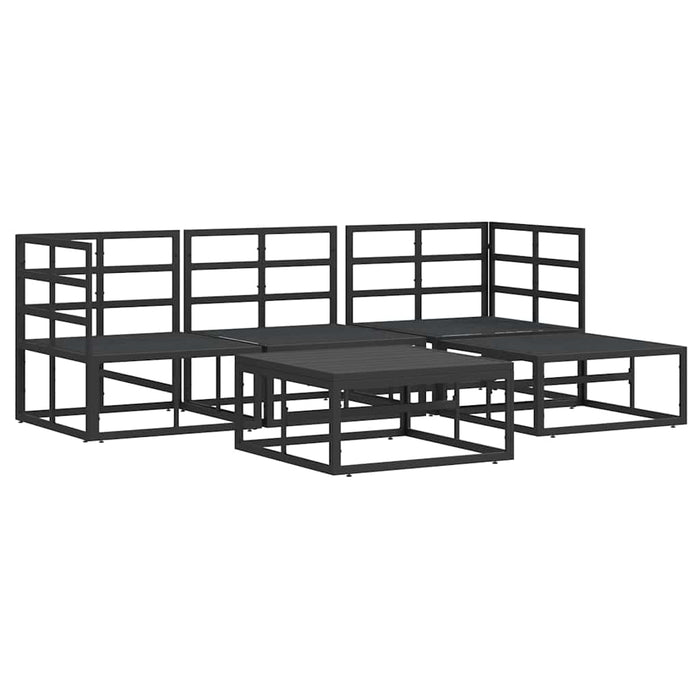 vidaXL Set Divano da Giardino con cuscino 5 pcs Nero Alluminio
