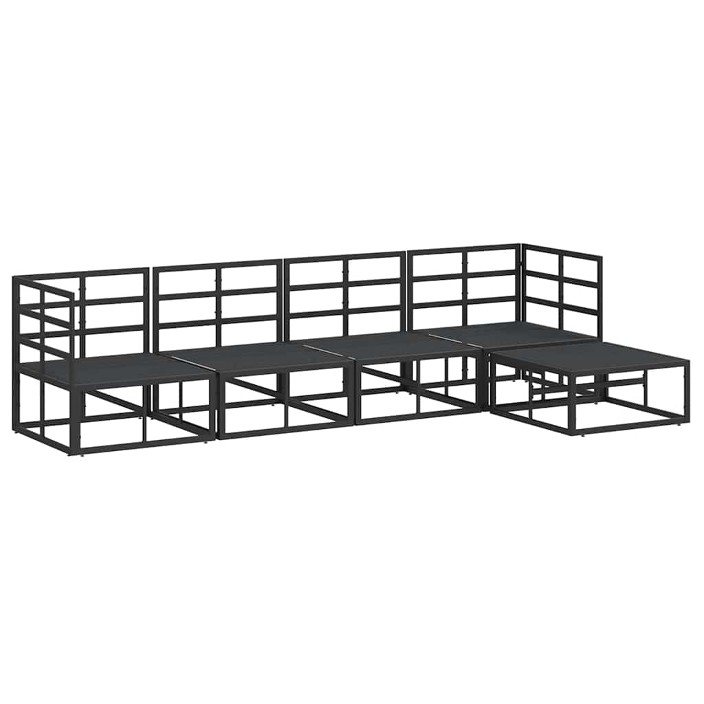 vidaXL Set Divano da Giardino con cuscino 5 pcs Nero Alluminio