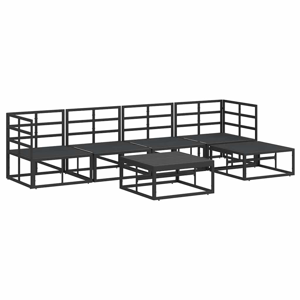 vidaXL Set Divano da Giardino con cuscino 6 pcs Nero Alluminio