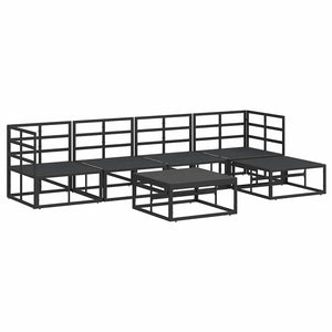 vidaXL Set Divano da Giardino con cuscino 6 pcs Nero Alluminio