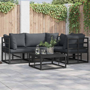 vidaXL Set Divano da Giardino con cuscino 4 pcs Nero Alluminio