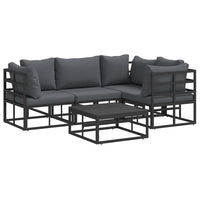 vidaXL Set Divano da Giardino con cuscino 5 pcs Nero Alluminio