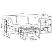 vidaXL Set Divano da Giardino con cuscino 5 pcs Nero Alluminio