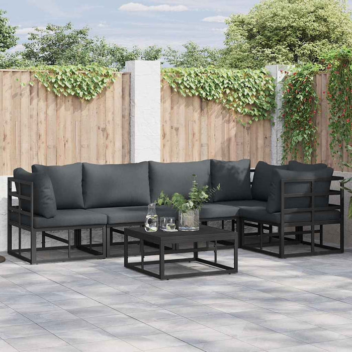 vidaXL Set Divano da Giardino con cuscino 5 pcs Nero Alluminio