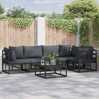 Set Divano da Giardino con cuscino 6 pcs Nero Alluminio 3378867