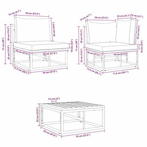 vidaXL Set Divano da Giardino con cuscino 6 pcs Nero Alluminio