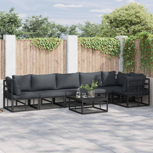 Set Divano da Giardino con cuscino 6 pcs Nero Alluminio 3378868