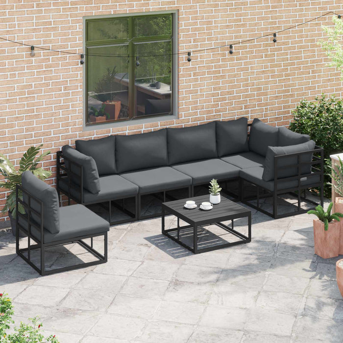 Set Divano da Giardino con cuscino 6 pcs Nero Alluminio 3378868