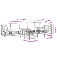 vidaXL Set Divano da Giardino con cuscino 7 pcs Nero Alluminio
