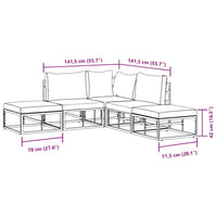 vidaXL Set Divano da Giardino con cuscino 5 pcs Nero Alluminio