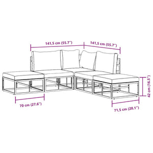 vidaXL Set Divano da Giardino con cuscino 5 pcs Nero Alluminio