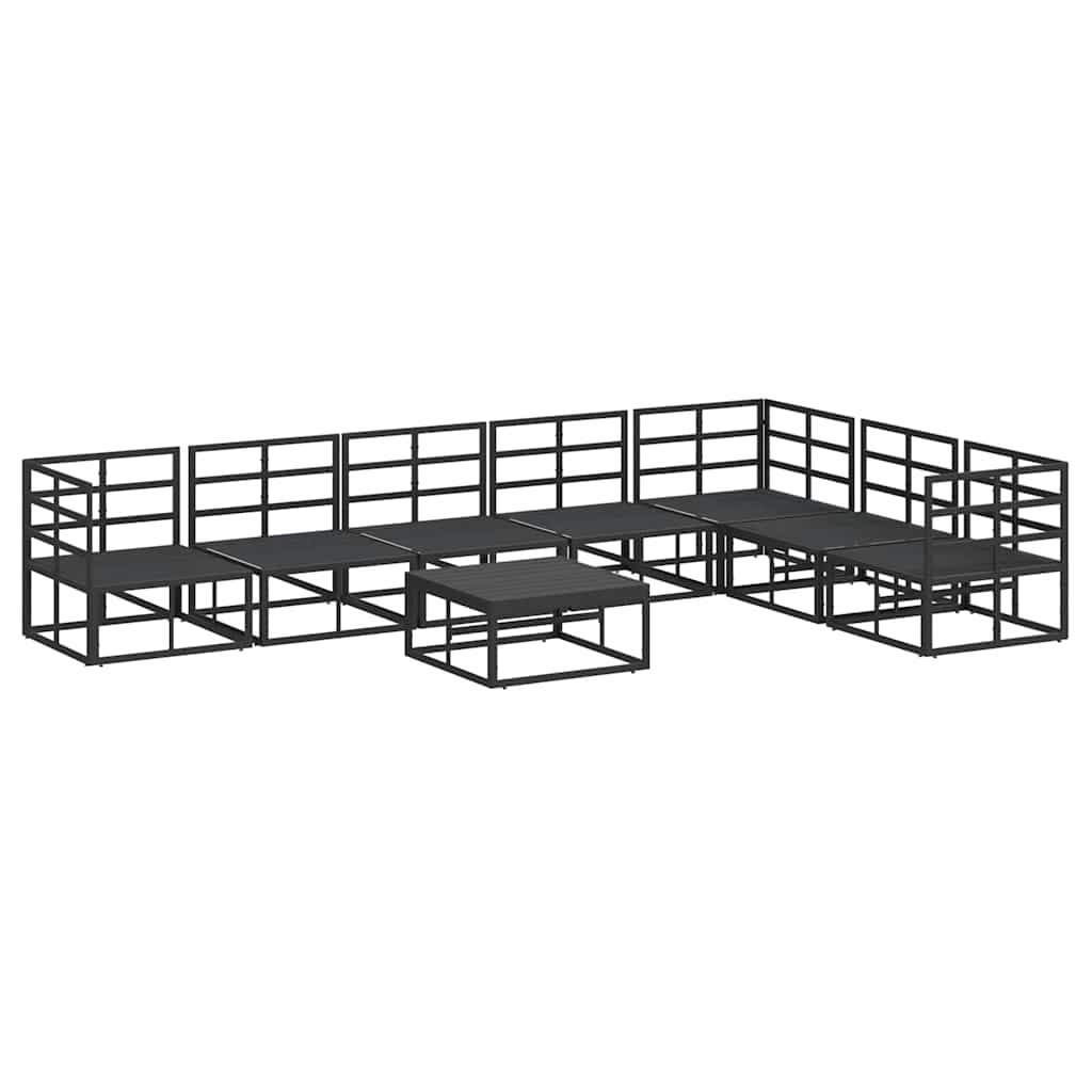 vidaXL Set Divano da Giardino con cuscino 8 pcs Nero Alluminio