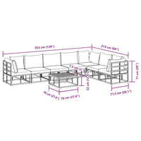 vidaXL Set Divano da Giardino con cuscino 8 pcs Nero Alluminio