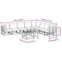vidaXL Set Divano da Giardino con cuscino 9 pcs Nero Alluminio