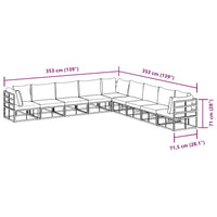 vidaXL Set Divano da Giardino con cuscino 9 pcs Nero Alluminio