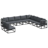 vidaXL Set Divano da Giardino con cuscino 10 pcs Nero Alluminio