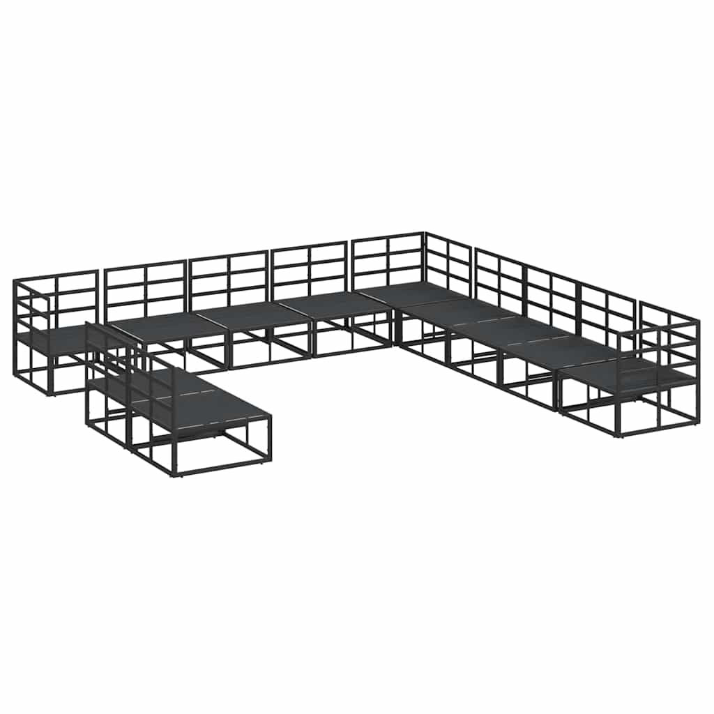 vidaXL Set Divano da Giardino con cuscino 11 pcs Nero Alluminio