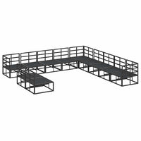 vidaXL Set Divano da Giardino con cuscino 11 pcs Nero Alluminio
