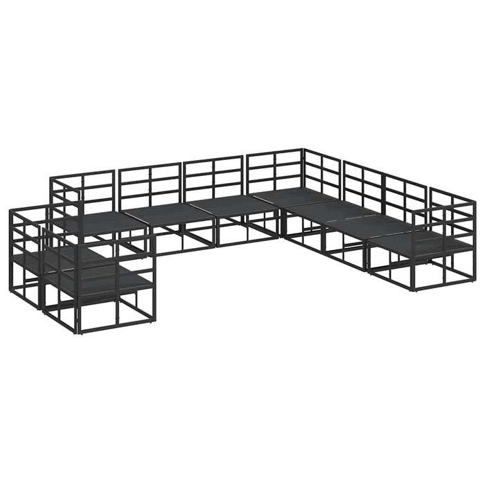 vidaXL Set Divano da Giardino con cuscino 9 pcs Nero Alluminio