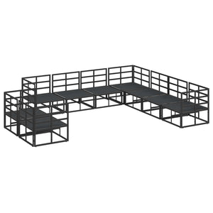 Set Divano da Giardino con cuscino 9 pcs Nero Alluminio 3378882