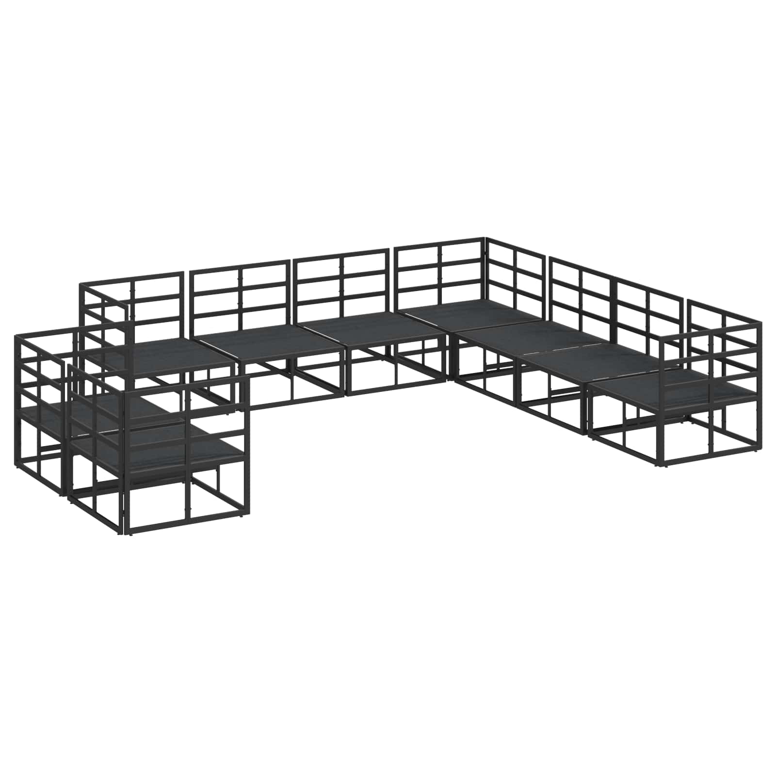 Set Divano da Giardino con cuscino 9 pcs Nero Alluminio 3378882