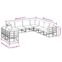 vidaXL Set Divano da Giardino con cuscino 9 pcs Nero Alluminio