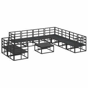 vidaXL Set Divano da Giardino con cuscino 10 pcs Nero Alluminio