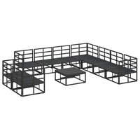 Set Divano da Giardino con cuscino 10 pcs Nero Alluminio 3378883