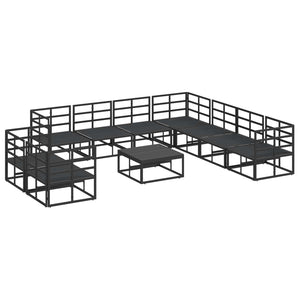 Set Divano da Giardino con cuscino 10 pcs Nero Alluminio 3378883