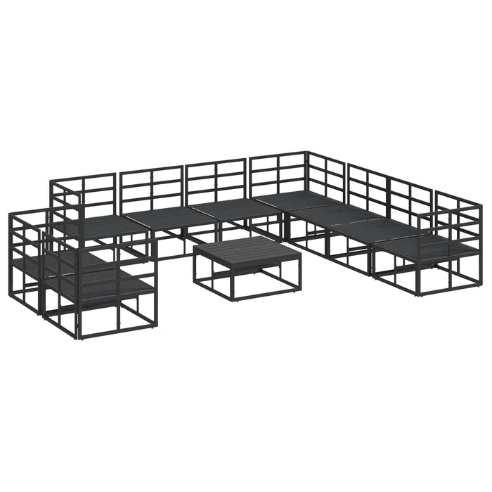 Set Divano da Giardino con cuscino 10 pcs Nero Alluminio 3378883