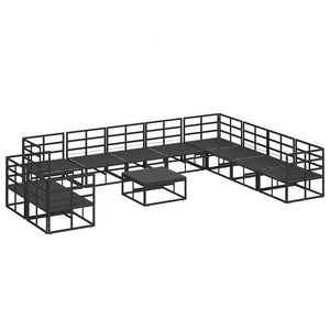 Set Divano da Giardino con cuscino 11 pcs Nero Alluminio